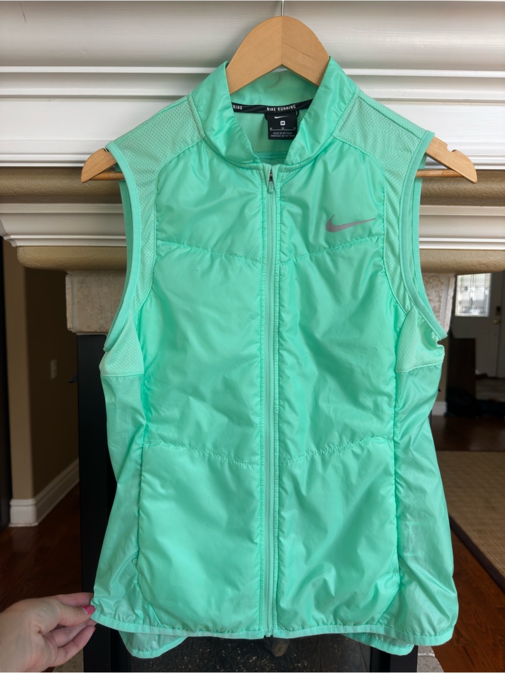 Nike Neon Green Full Zip Mesh Panel Running Vest Size Medium